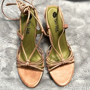 Two Lips wedge leather sandals size 8